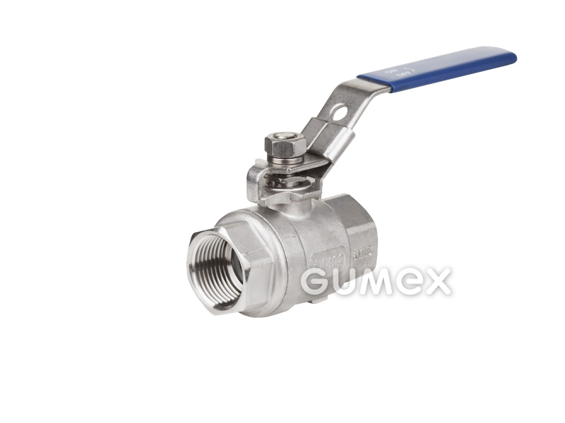 Kulový ventil s páčkou, DN8, vnitřní závit G 1/4", 69bar, těsnění PTFE, -20°C/+180°C, nerezová ocel